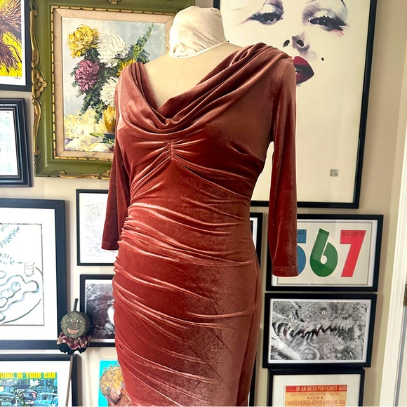 Vixen by Micheline Pitt Dresses & Skirts - Deadly Dames Film Noir Dress in Rusty Rose Velvet NWT